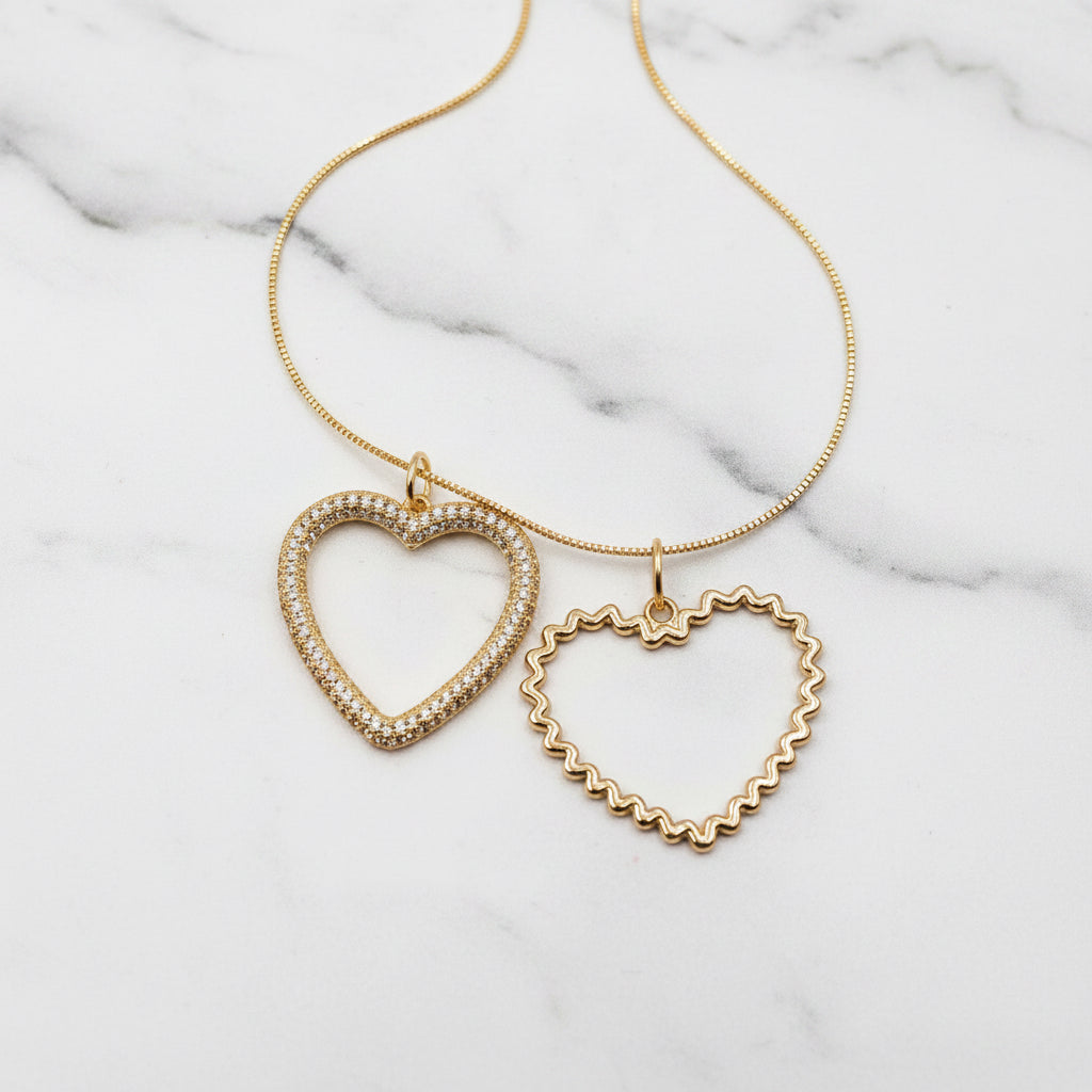 Dijes corazón corrugado